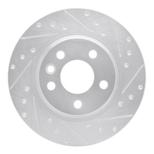 Volkswagen EuroVan Brake Rotor (1) - Rear Right - R1 Concepts - Drilled & Slotted - Silver - `01-`03